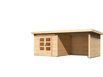 Kandern 6 im Set mit Anbaudach 3,2 m Breite und 28 mm Seiten- und Rückwand naturbelassen 2740x5650x2220mm Kandern 6 im Set mit Anbaudach 3,2 m Breite und 28 mm Seiten- und Rückwand naturbelassen 2740x5650x2220mm