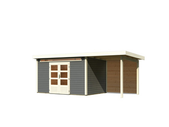 Kandern 7 im Set mit Anbaudach 2,6 m Breite und 28mm Rückwand terragrau 2440x5950x2220mm Kandern 7 im Set mit Anbaudach 2,6 m Breite und 28mm Rückwand terragrau 2440x5950x2220mm
