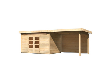 Kandern 7 im Set mit Anbaudach 3,2 m Breite und 28 mm Rückwand naturbelassen 2440x6550x2220mm Kandern 7 im Set mit Anbaudach 3,2 m Breite und 28 mm Rückwand naturbelassen 2440x6550x2220mm