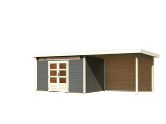 Kandern 7 im Set mit Anbaudach 3,2 m Breite und 28 mm Rückwand terragrau 2440x6550x2220mm Kandern 7 im Set mit Anbaudach 3,2 m Breite und 28 mm Rückwand terragrau 2440x6550x2220mm