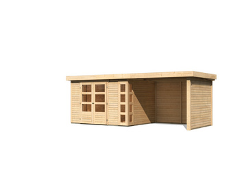 Gartenhaus Kerko 5 im Set mit Anbaudach 2,80 m Breite und 19 mm Seiten- Rückwand naturbelassen Gartenhaus Kerko 5 im Set mit Anbaudach 2,80 m Breite und 19 mm Seiten- Rückwand naturbelassen