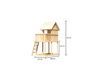 Kinderspielhaus Frieda SET naturbelassen mit Anbau 1070x2140x2910mm Kinderspielhaus Frieda SET naturbelassen mit Anbau 1070x2140x2910mm