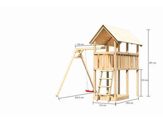 Kinderspielturm Danny SET naturbelassen mit Schaukelanbau Einzel Kinderspielturm Danny SET naturbelassen mit Schaukelanbau Einzel