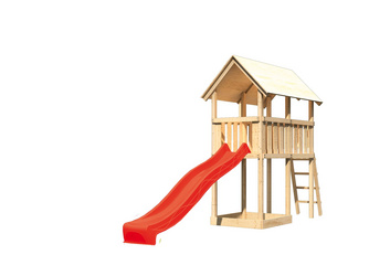Kinderspielturm Danny Satteldach SET naturbelassen mit Rutsche rot 2020 x 1070 x 2910 mm Kinderspielturm Danny Satteldach SET naturbelassen mit Rutsche rot 2020 x 1070 x 2910 mm