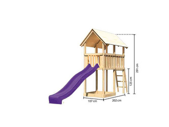 Kinderspielturm Danny Satteldach SET naturbelassen mit Rutsche violett 2020 x 1070 x 2910 mm Kinderspielturm Danny Satteldach SET naturbelassen mit Rutsche violett 2020 x 1070 x 2910 mm