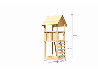 Kinderspielturm Lotti SET naturbelassen mit Kletterwand Kinderspielturm Lotti SET naturbelassen mit Kletterwand