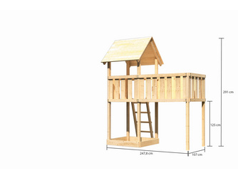 Kinderspielturm Lotti Satteldach SET naturbelassen mit Anbau XL Kinderspielturm Lotti Satteldach SET naturbelassen mit Anbau XL
