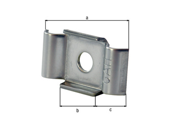 Klemmlasche für Zaunpfosten mit Klemmlaschenbefestigung, Edelstahl, f.Pfosten40mm Klemmlasche für Zaunpfosten mit Klemmlaschenbefestigung, Edelstahl, f.Pfosten40mm