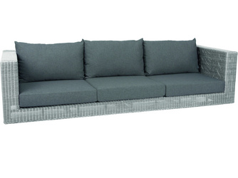 Korpus Sofa 3-Sitzer Fontana Geflecht Vintage weiß mit Kissen 100% Polyacryl Dessin seidengrau Korpus Sofa 3-Sitzer Fontana Geflecht Vintage weiß mit Kissen 100% Polyacryl Dessin seidengrau