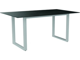 Kufentisch 160 x 90 cm Aluminium weiß mit Tischplatte Silverstar 2.0 Dekor Dark Marble Kufentisch 160 x 90 cm Aluminium weiß mit Tischplatte Silverstar 2.0 Dekor Dark Marble