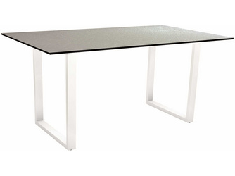 Kufentisch 160 x 90 cm Aluminium weiß mit Tischplatte Silverstar 2.0 Dekor Uni grau Kufentisch 160 x 90 cm Aluminium weiß mit Tischplatte Silverstar 2.0 Dekor Uni grau