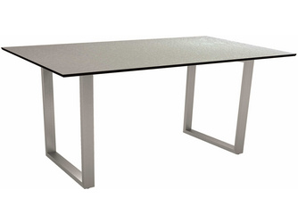 Kufentisch 160 x 90 cm Edelstahl mit Tischplatte Silverstar 2.0 Dekor Uni grau Kufentisch 160 x 90 cm Edelstahl mit Tischplatte Silverstar 2.0 Dekor Uni grau