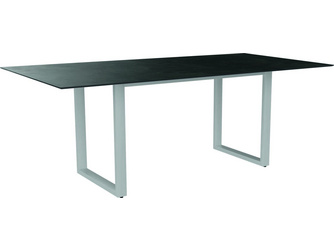 Kufentisch 200 x 100 cm Aluminium weiß mit Tischplatte Silverstar 2.0 Dekor Dark Marble Kufentisch 200 x 100 cm Aluminium weiß mit Tischplatte Silverstar 2.0 Dekor Dark Marble