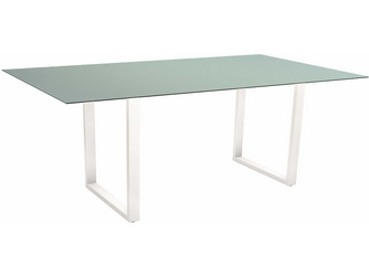 Kufentisch 200 x 100 cm Aluminium weiß mit Tischplatte Silverstar 2.0 Dekor Nordic green Kufentisch 200 x 100 cm Aluminium weiß mit Tischplatte Silverstar 2.0 Dekor Nordic green
