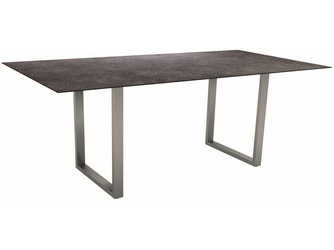 Kufentisch 200x100 cm Edelstahl mit Tischplatte Silverstar 2.0 Dekor Vintage grau Kufentisch 200x100 cm Edelstahl mit Tischplatte Silverstar 2.0 Dekor Vintage grau