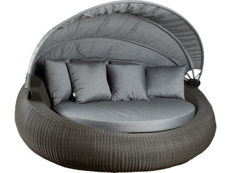 Lounge-Insel Big Anny Geflecht basaltgrau Auflage/ Rückenkissen und Dach Outdoorstoff seidengrau Lounge-Insel Big Anny Geflecht basaltgrau Auflage/ Rückenkissen und Dach Outdoorstoff seidengrau