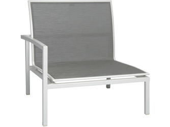 Lounge-Seitenelement Skelby Aluminium weiß mit Bezug Textilen silber / Armlehne rechts Lounge-Seitenelement Skelby Aluminium weiß mit Bezug Textilen silber / Armlehne rechts