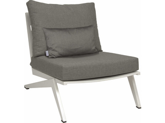 Lounge-Sessel Jackie Aluminium weiß mit Kissen 100% Polyacryl Dessin seidengrau Lounge-Sessel Jackie Aluminium weiß mit Kissen 100% Polyacryl Dessin seidengrau