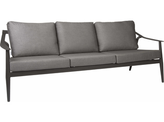 Lounge-Sofa 3-Sitzer Vanda Aluminium anthrazit mit Kissen 100% Polyacryl Dessin seidengrau Lounge-Sofa 3-Sitzer Vanda Aluminium anthrazit mit Kissen 100% Polyacryl Dessin seidengrau