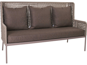 Lounge-Sofa Greta Aluminium champagner mit Kordel ecru/Kissen 100% Polyacryl Dessin rehbraun Lounge-Sofa Greta Aluminium champagner mit Kordel ecru/Kissen 100% Polyacryl Dessin rehbraun