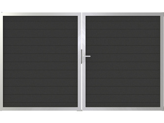 Lumino Steckzaun Tor, Farbe: Anthrazit 2-flügelig, 300x180cm, Alurahmen Lumino Steckzaun Tor, Farbe: Anthrazit 2-flügelig, 300x180cm, Alurahmen