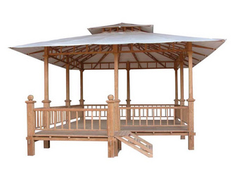 Luxus-Pavillon SEMARANG Premium-Teak natur 4000x5000x4150mm Luxus-Pavillon SEMARANG Premium-Teak natur 4000x5000x4150mm