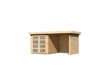 Mühlendorf 2 im Set mit Anbaudach 2,40 m Breite und 19 mm Seiten- und Rückwand naturbelassen 2170 x 4330 x 2110 mm Mühlendorf 2 im Set mit Anbaudach 2,40 m Breite und 19 mm Seiten- und Rückwand naturbelassen 2170 x 4330 x 2110 mm