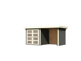 Mühlendorf 2 im Set mit Anbaudach 2,40 m Breite und 19 mm Seiten- und Rückwand terragrau 2170 x 4330 x 2110 mm Mühlendorf 2 im Set mit Anbaudach 2,40 m Breite und 19 mm Seiten- und Rückwand terragrau 2170 x 4330 x 2110 mm