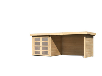 Mühlendorf 2 im Set mit Anbaudach 2,80 m Breite und 19 mm Seiten- und Rückwand naturbelassen 2170x4680x2110mm Mühlendorf 2 im Set mit Anbaudach 2,80 m Breite und 19 mm Seiten- und Rückwand naturbelassen 2170x4680x2110mm