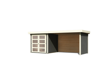 Mühlendorf 2 im Set mit Anbaudach 2,80 m Breite und 19 mm Seiten- und Rückwand terragrau 2170 x 4680 x 2110 mm Mühlendorf 2 im Set mit Anbaudach 2,80 m Breite und 19 mm Seiten- und Rückwand terragrau 2170 x 4680 x 2110 mm
