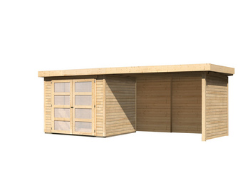 Mühlendorf 3 im Set mit Anbaudach 2,80 m Breite und 19 mm Seiten- und Rückwand naturbelassen 2170x4970x2110mm Mühlendorf 3 im Set mit Anbaudach 2,80 m Breite und 19 mm Seiten- und Rückwand naturbelassen 2170x4970x2110mm