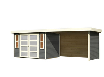 Mühlendorf 4 im Set mit Anbaudach 2,80 m Breite und 19 mm Seiten- und Rückwand terragrau 2170x5570x2110mm Mühlendorf 4 im Set mit Anbaudach 2,80 m Breite und 19 mm Seiten- und Rückwand terragrau 2170x5570x2110mm