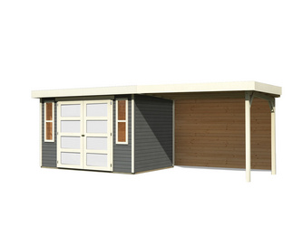 Mühlendorf 4 im Set mit Anbaudach 2,80 m Breite und einer 19 mm Rückwand terragrau 2170x5570x2110mm Mühlendorf 4 im Set mit Anbaudach 2,80 m Breite und einer 19 mm Rückwand terragrau 2170x5570x2110mm