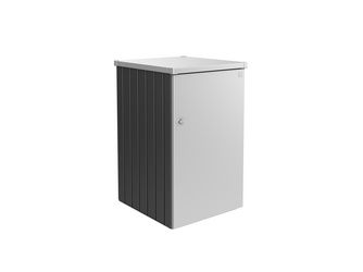 Mülltonnenbox Alex Var. 3.1 Seitenwände dunkelgrau-metallic, Tür und Dach in silber-metallic Mülltonnenbox Alex Var. 3.1 Seitenwände dunkelgrau-metallic, Tür und Dach in silber-metallic