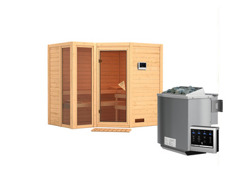 Massivholzsauna Amara SET mit Ofen 9 kW Bio ext. Strg Easy Massivholzsauna Amara SET mit Ofen 9 kW Bio ext. Strg Easy