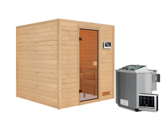 Massivholzsauna Jara SET mit Ofen 4,5 KW Bio ext. Strg. Easy 1950x1950x1870mm Massivholzsauna Jara SET mit Ofen 4,5 KW Bio ext. Strg. Easy 1950x1950x1870mm