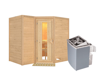 Massivholzsauna Sahib 2 mit Energiespartür SET mit Ofen 9kW integr. Strg. Massivholzsauna Sahib 2 mit Energiespartür SET mit Ofen 9kW integr. Strg.