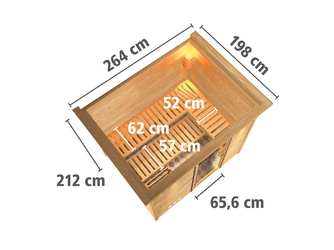 Massivholzsauna Sonara mit Tür graphit und Kranz SET mit Ofen 9kW integr. Strg. Massivholzsauna Sonara mit Tür graphit und Kranz SET mit Ofen 9kW integr. Strg.