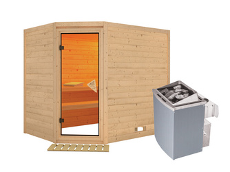 Massivholzsauna Tanami SET Inkl. Ofen 8 kW Edelstahl integr. strg Massivholzsauna Tanami SET Inkl. Ofen 8 kW Edelstahl integr. strg
