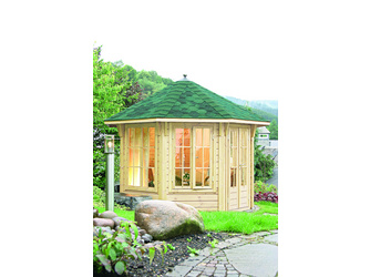 Pavillon Capri 3.5 mit grün-schwarzen Dachschindeln Pavillon Capri 3.5 mit grün-schwarzen Dachschindeln