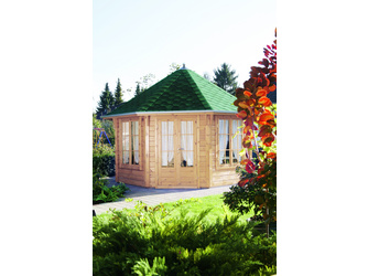Pavillon Roma 4.0 mit grün-schwarzen Dachschindeln Pavillon Roma 4.0 mit grün-schwarzen Dachschindeln