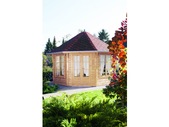 Pavillon Roma 4.0 mit rot-schwarzen Dachschindeln Pavillon Roma 4.0 mit rot-schwarzen Dachschindeln