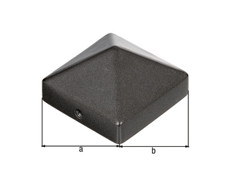 Pfostenkappe, für Holzpfosten, hoch, Aluguss, anthr. kstbe., LxB 70x70mm Pfostenkappe, für Holzpfosten, hoch, Aluguss, anthr. kstbe., LxB 70x70mm