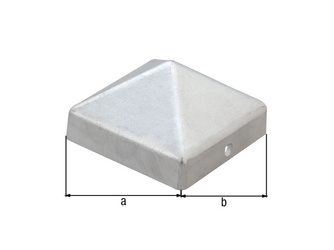 Pfostenkappe, für Holzpfosten, hoch, Aluguss, blank, LxB 111x111mm Pfostenkappe, für Holzpfosten, hoch, Aluguss, blank, LxB 111x111mm