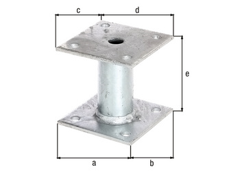 Pfostenträger, feuerverzinkt, zum Aufschrauben, Länge obere Platte 100mm Pfostenträger, feuerverzinkt, zum Aufschrauben, Länge obere Platte 100mm