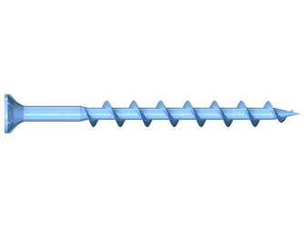 Porenbetonschraube Flachsenkkopf mit Fräsrippen TX TG 10,0x160 Stahl blau verzinkt passiviert Porenbetonschraube Flachsenkkopf mit Fräsrippen TX TG 10,0x160 Stahl blau verzinkt passiviert