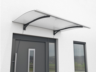 Pultvordach PT Secco 150, Anthrazit / Abdeckung Polycarbonat, klar 1500x900x220x3mm Pultvordach PT Secco 150, Anthrazit / Abdeckung Polycarbonat, klar 1500x900x220x3mm