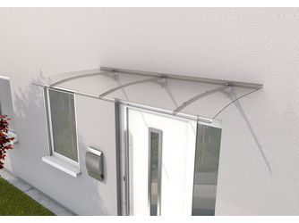 Pultvordach PT Secco 200, Edelstahloptik / Abdeckung Polycarbonat, klar 2000x900x220x3mm Pultvordach PT Secco 200, Edelstahloptik / Abdeckung Polycarbonat, klar 2000x900x220x3mm