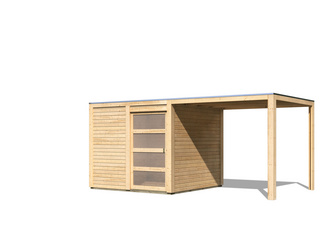Gerätehaus Qubic 1 im Set mit Anbaudach naturbelassen Gerätehaus Qubic 1 im Set mit Anbaudach naturbelassen