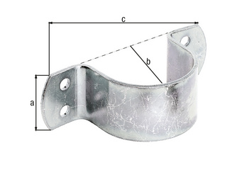 Rohrschelle, galv. gelb verzinkt, für Rohr-Ø57mm, Ø2 1/4 Zoll, TxB 40x133mm Rohrschelle, galv. gelb verzinkt, für Rohr-Ø57mm, Ø2 1/4 Zoll, TxB 40x133mm